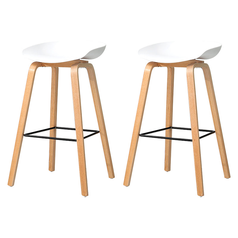 30-inch Modern Beech Wood Barstool Simple Backless Indoor Tall Stool with Plastic Seat