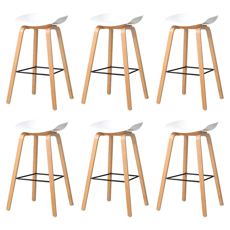 30-inch Modern Beech Wood Barstool Simple Backless Indoor Tall Stool with Plastic Seat