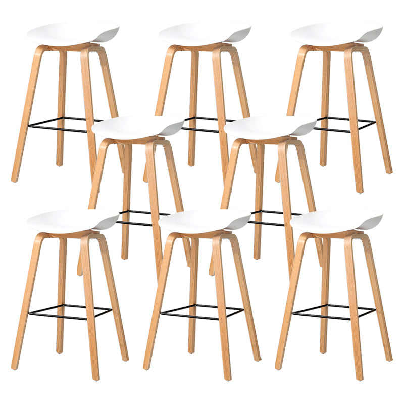 30-inch Modern Beech Wood Barstool Simple Backless Indoor Tall Stool with Plastic Seat