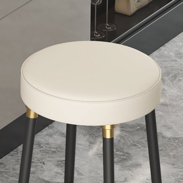 Glam Black Iron Barstool Simple Backless Indoor Tall Stool with Leather Seat