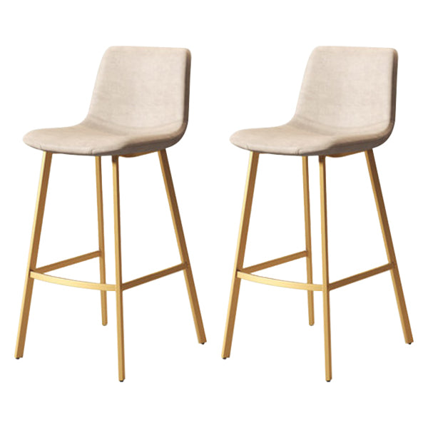 30-inch Glam Iron Barstool Distressed Low Back Indoor Tall Stool with Leather Seat