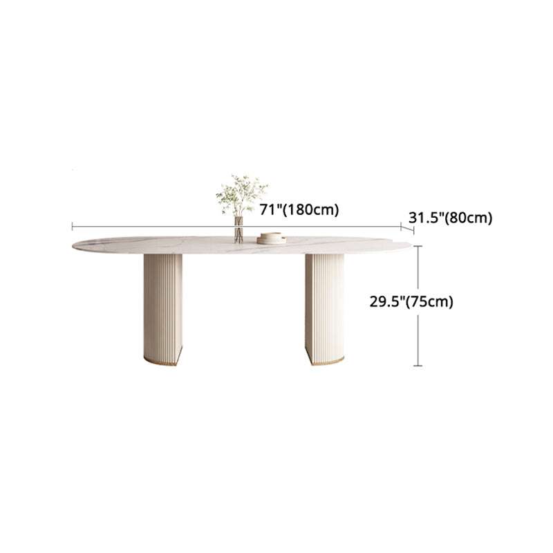Modern Leatherwear Dining Table Set 1/4/5/7 Pieces White Sintered Stone Top Dinette Set