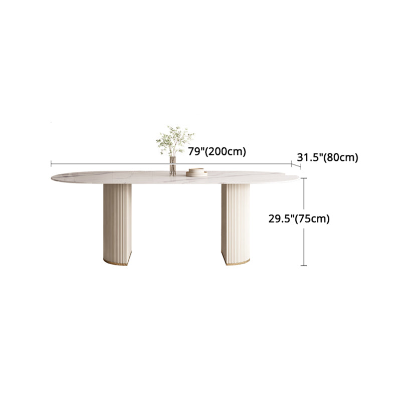 Modern Leatherwear Dining Table Set 1/4/5/7 Pieces White Sintered Stone Top Dinette Set
