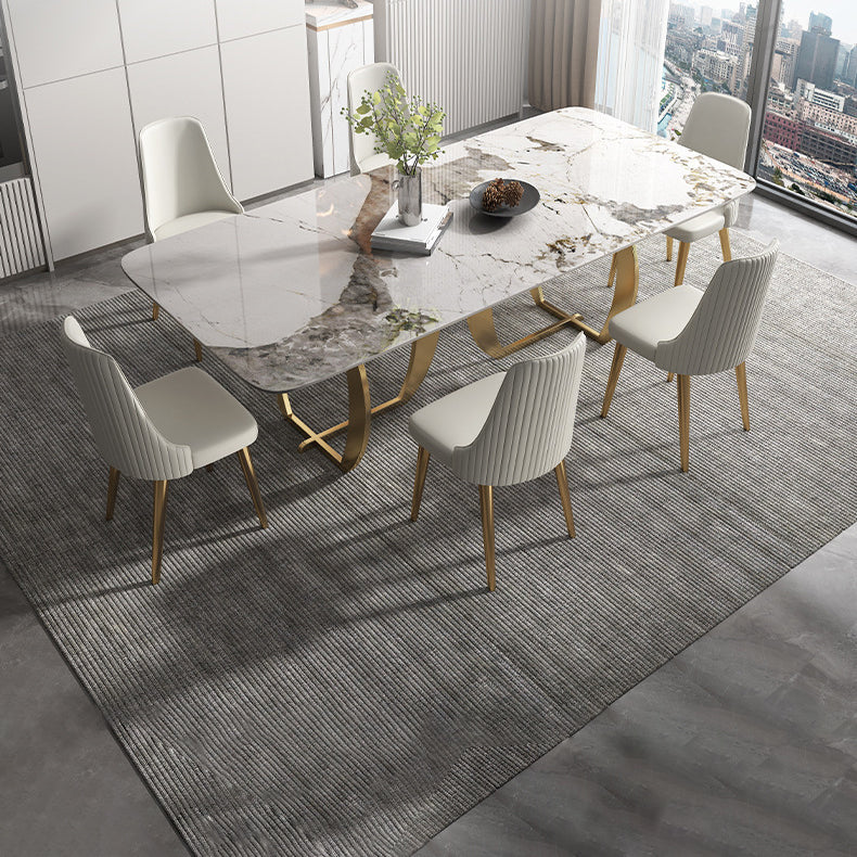 Designer Style Sintered Stone Top Dining Set Rectangle 1/2/5/7 Pieces Dining Table Set