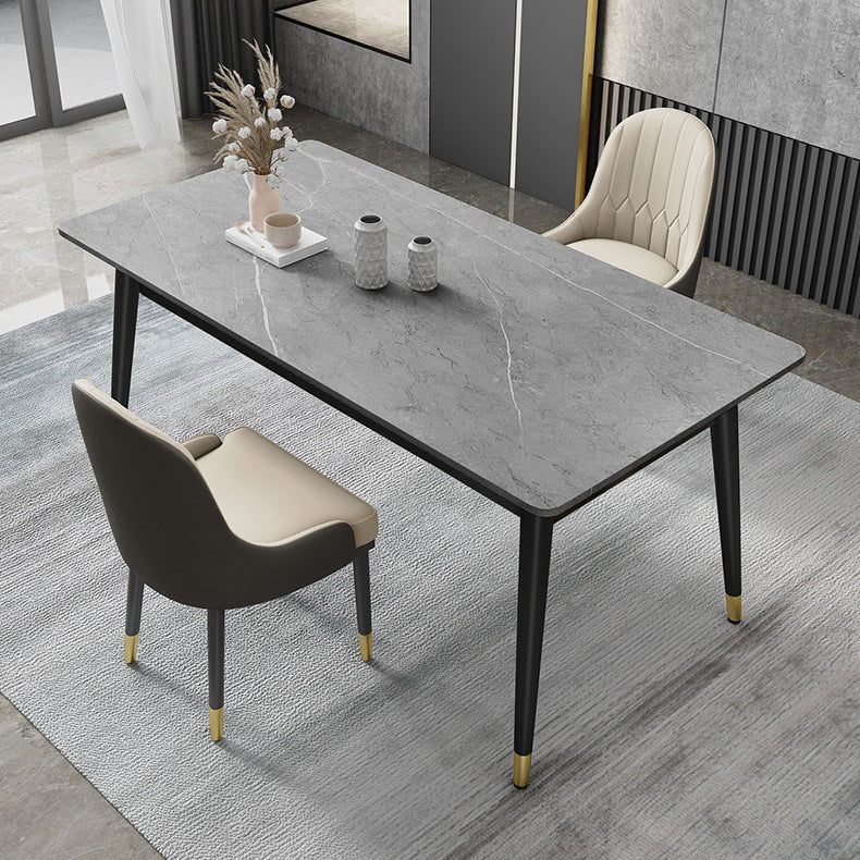 Metal Tripod Base Dining Table Modern Rectangle Stone Dining table in White