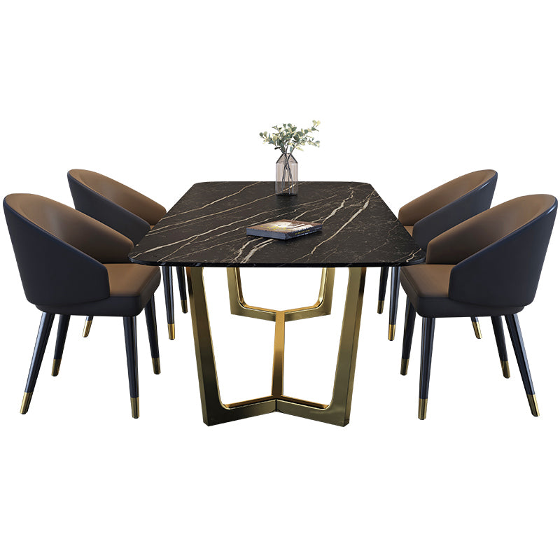 Rectangle Trestle Counter Luxury Table Black Fixed Table of Sintered Stone