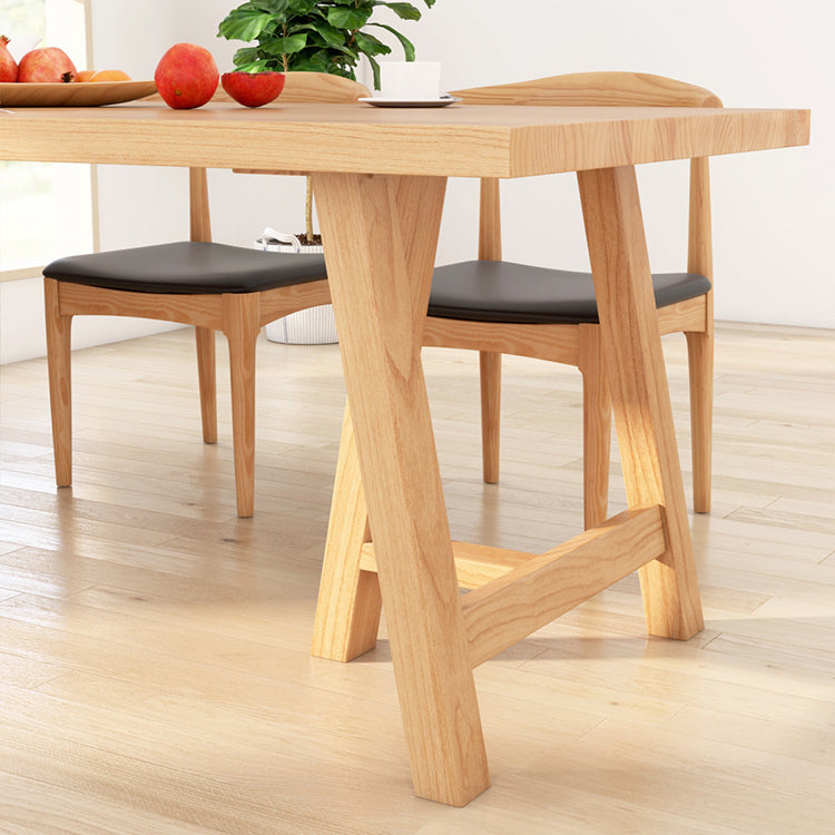 Modern Pine Solid Wood Table Rectangle Dining Table with Double Pedestal