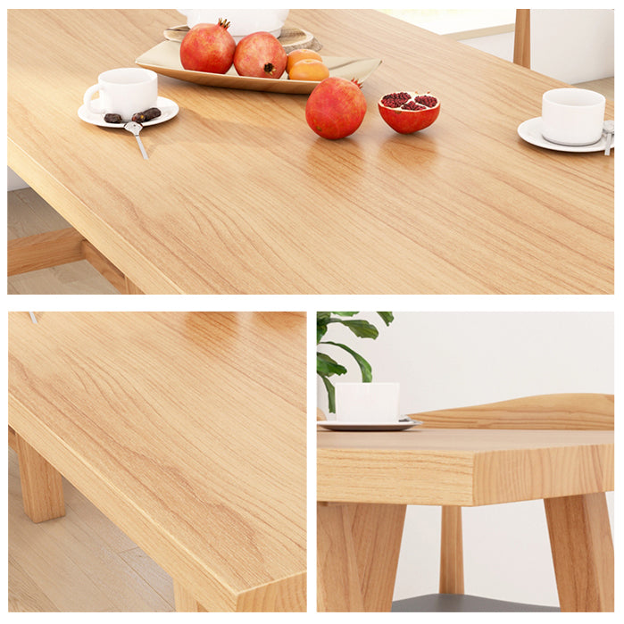 Modern Pine Solid Wood Table Rectangle Dining Table with Double Pedestal