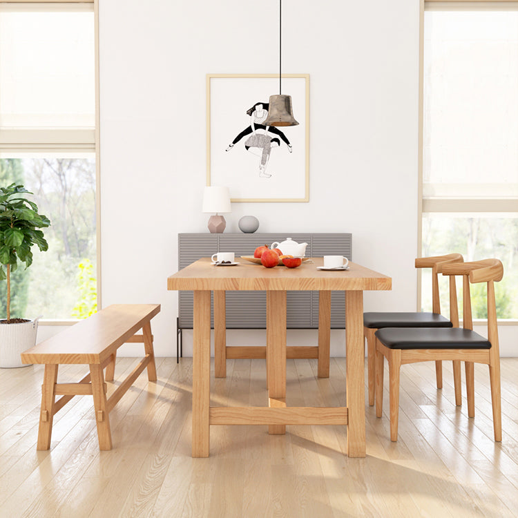 Modern Pine Solid Wood Table Rectangle Dining Table with Double Pedestal