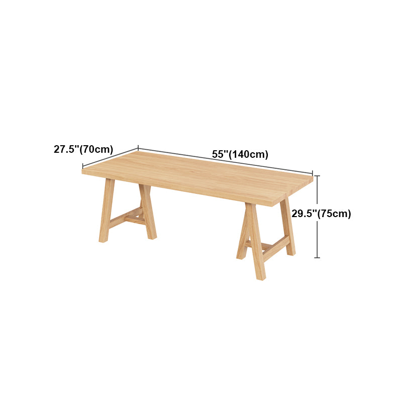 Modern Pine Solid Wood Table Rectangle Dining Table with Double Pedestal