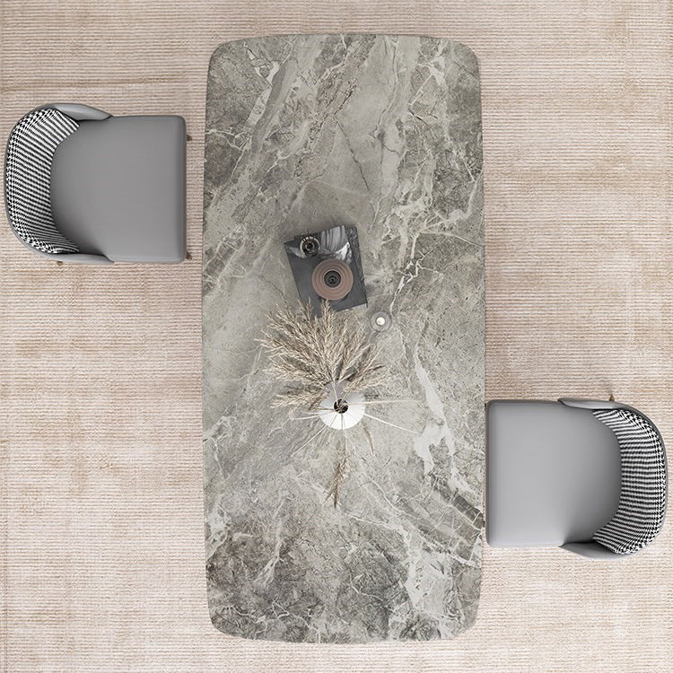 Rectangle Shape Luxury Dining Table Grey Fixed Table with Sintered Stone