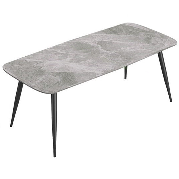 Rectangle Grey Tone Dining Table Sintered Stone Table Simplicity with 4 Legs