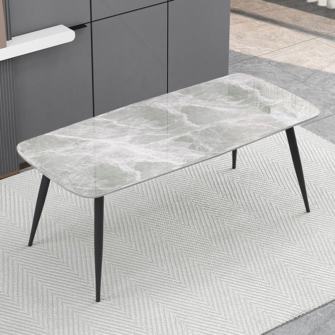 Rectangle Grey Tone Dining Table Sintered Stone Table Simplicity with 4 Legs