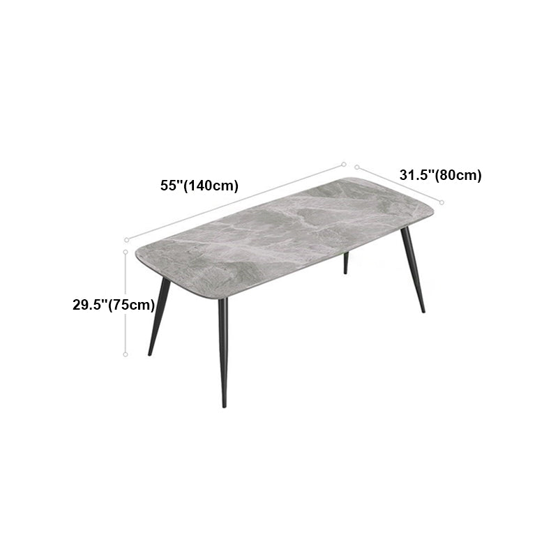Rectangle Grey Tone Dining Table Sintered Stone Table Simplicity with 4 Legs