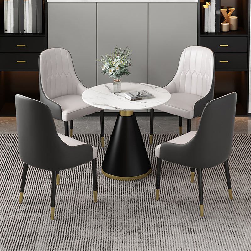 Metal Modern Round Dining Table Sintered Stone Table for Dining Room and Kitchen