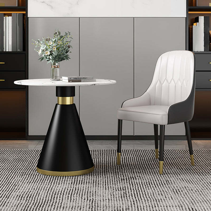Metal Modern Round Dining Table Sintered Stone Table for Dining Room and Kitchen