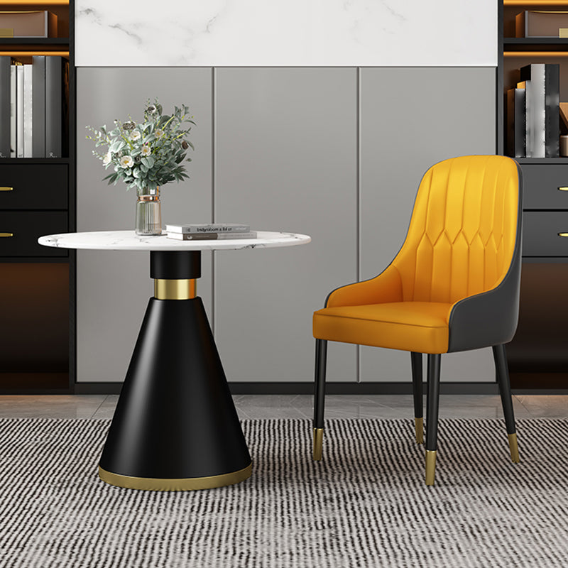 Metal Modern Round Dining Table Sintered Stone Table for Dining Room and Kitchen