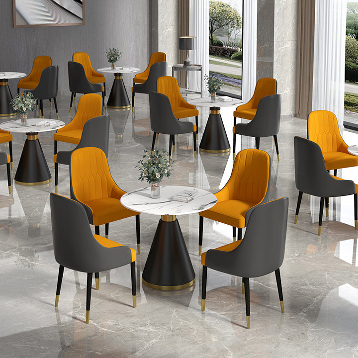 Metal Modern Round Dining Table Sintered Stone Table for Dining Room and Kitchen