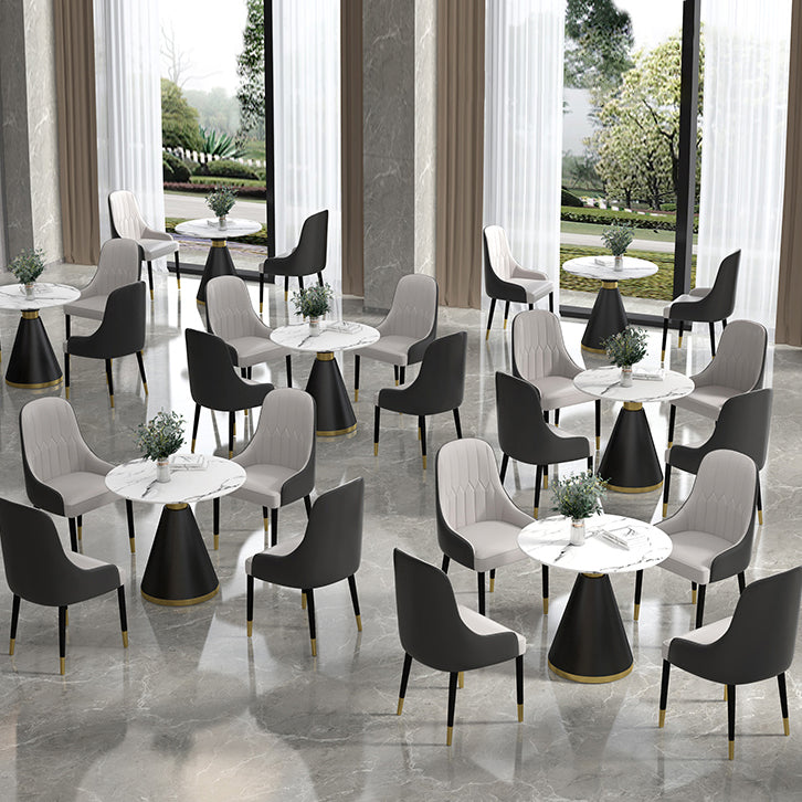 Metal Modern Round Dining Table Sintered Stone Table for Dining Room and Kitchen