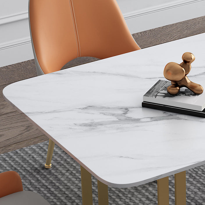 Stone Dining Site Table Traditional Luxury Rectangle Table with Double Pedestal