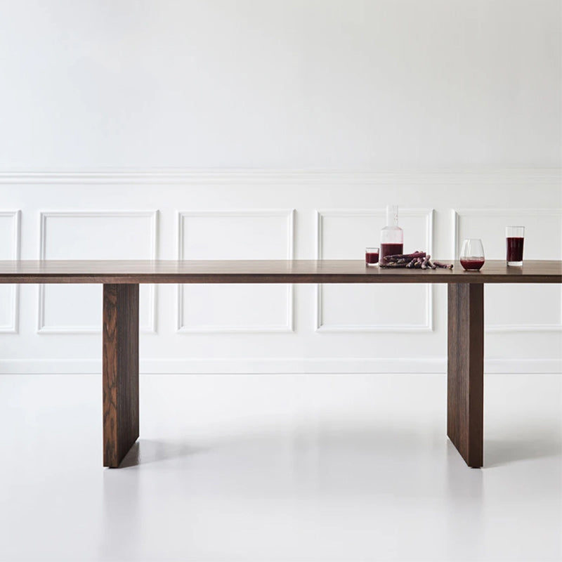 Rectangle Dining Table Modern Oak Solid Wood Double Pedestal Dining Table