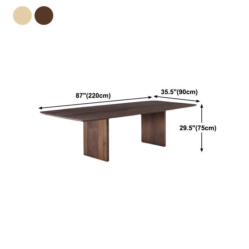 Rectangle Dining Table Modern Oak Solid Wood Double Pedestal Dining Table