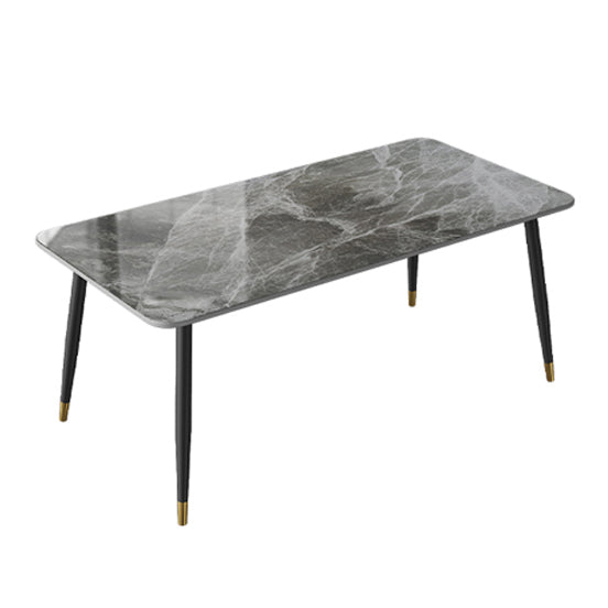Modern 4 Legs Dining Table Stone and Steel Rectangle Counter Dining Table