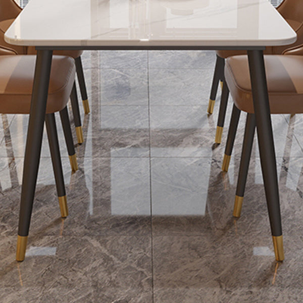 Modern 4 Legs Dining Table Stone and Steel Rectangle Counter Dining Table