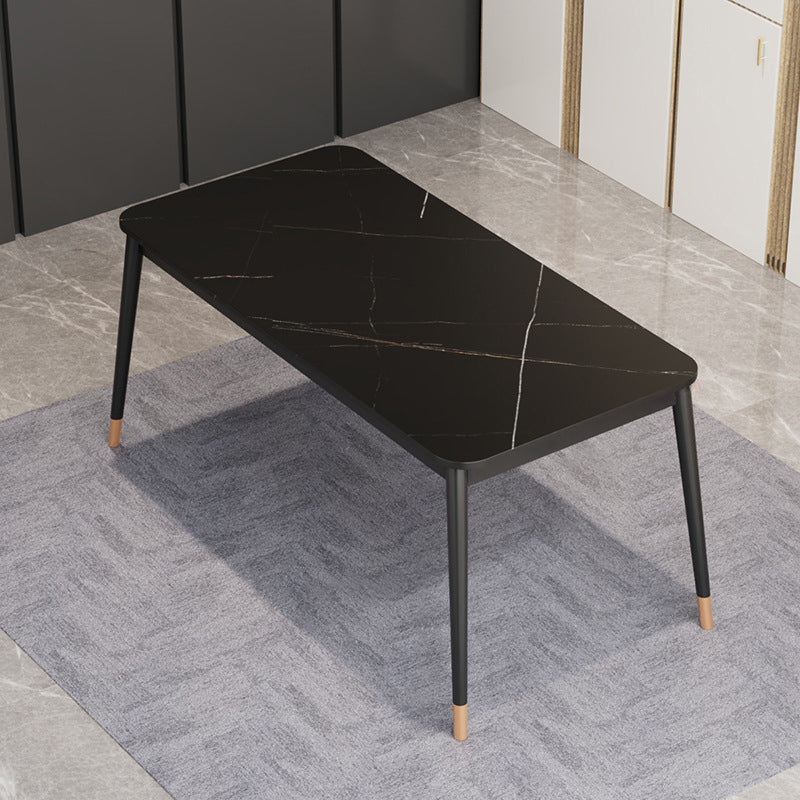 Glam Style Stone Dining Table 4 Metal Legs Table Home Rectangle Dining Table