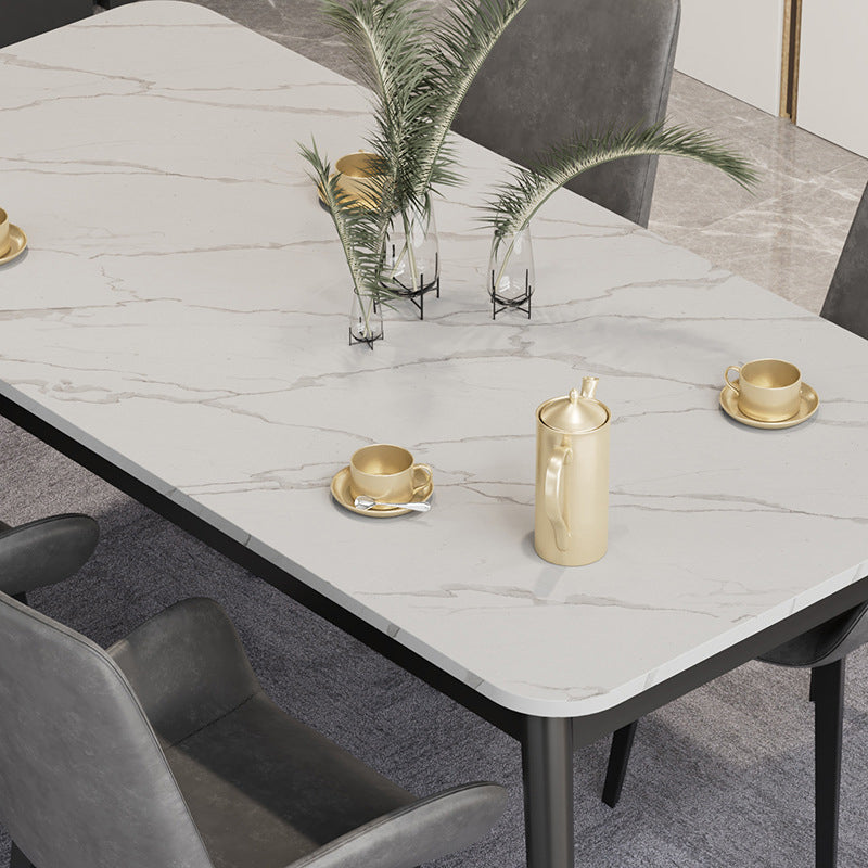 Glam Style Stone Dining Table 4 Metal Legs Table Home Rectangle Dining Table