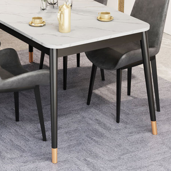 Glam Style Stone Dining Table 4 Metal Legs Table Home Rectangle Dining Table
