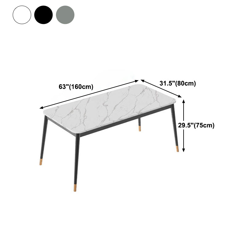 Glam Style Stone Dining Table 4 Metal Legs Table Home Rectangle Dining Table