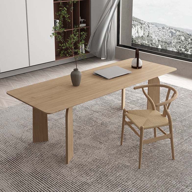 4 Natural Finish Legs Dining Table Modern Solid Wood Rectangle Dining Table