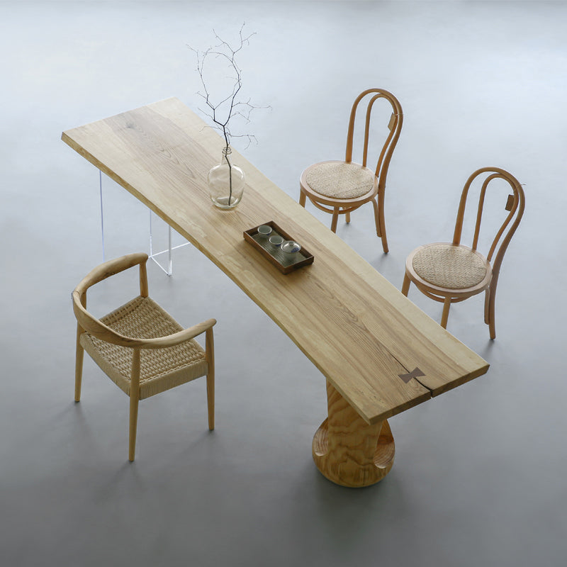 Natural Double Pedestal Table Solid Wood Modern Dinner Room Kitchen Table