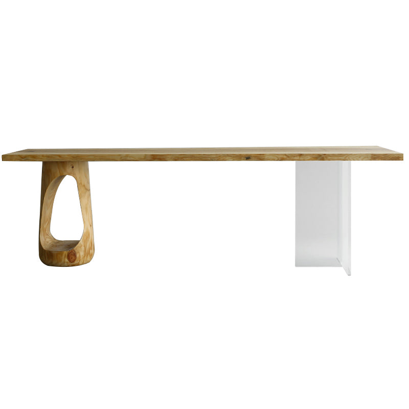Natural Double Pedestal Table Solid Wood Modern Dinner Room Kitchen Table