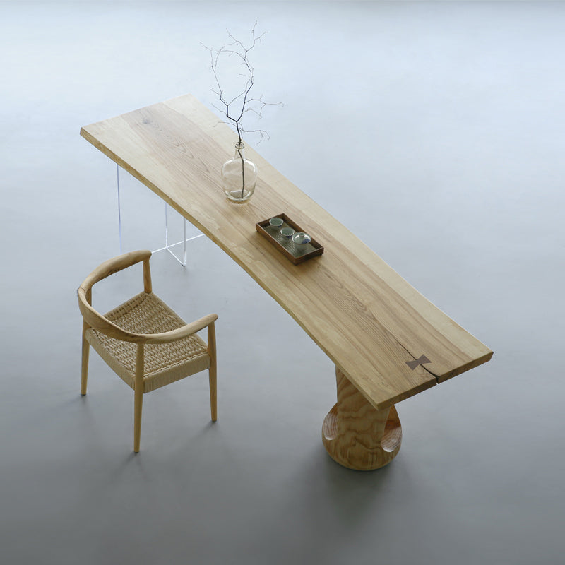 Natural Double Pedestal Table Solid Wood Modern Dinner Room Kitchen Table