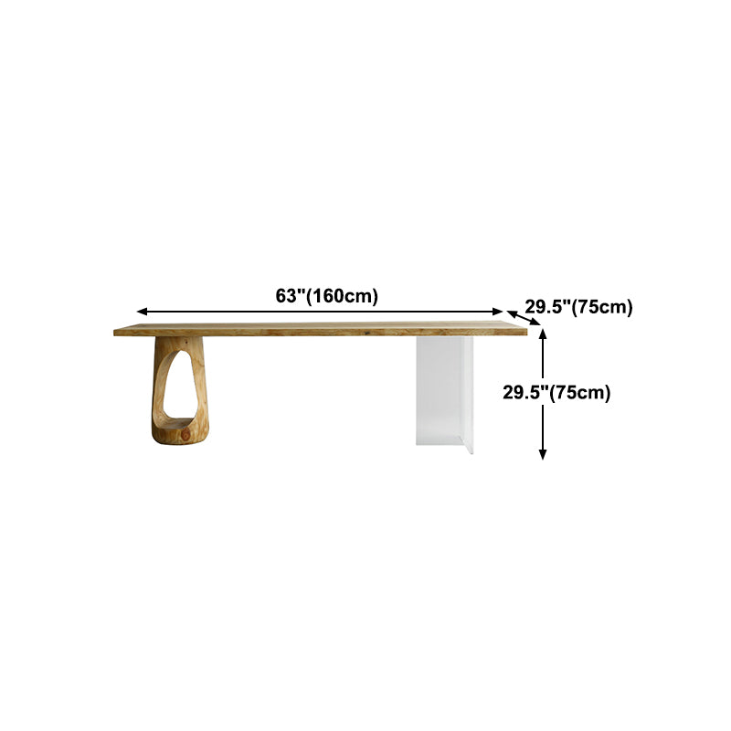 Natural Double Pedestal Table Solid Wood Modern Dinner Room Kitchen Table