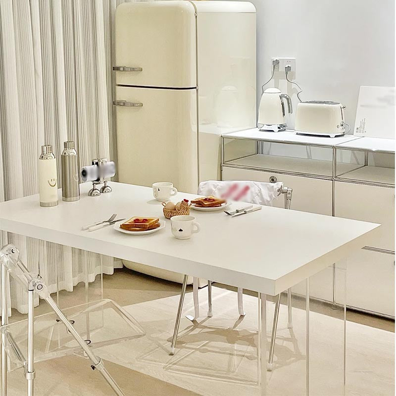 Simple Style Dining Table Acrylic Legs Table Home Rectangle Dining Table