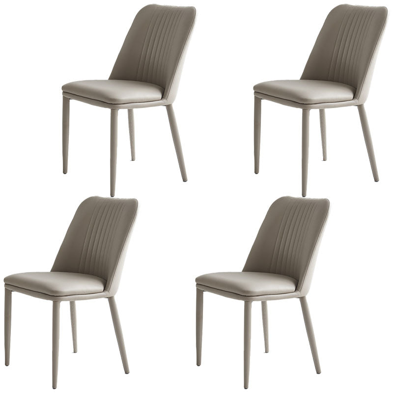 Faux Leather Contemporary Dining Chair Matte Finish Solid Back Side Chair
