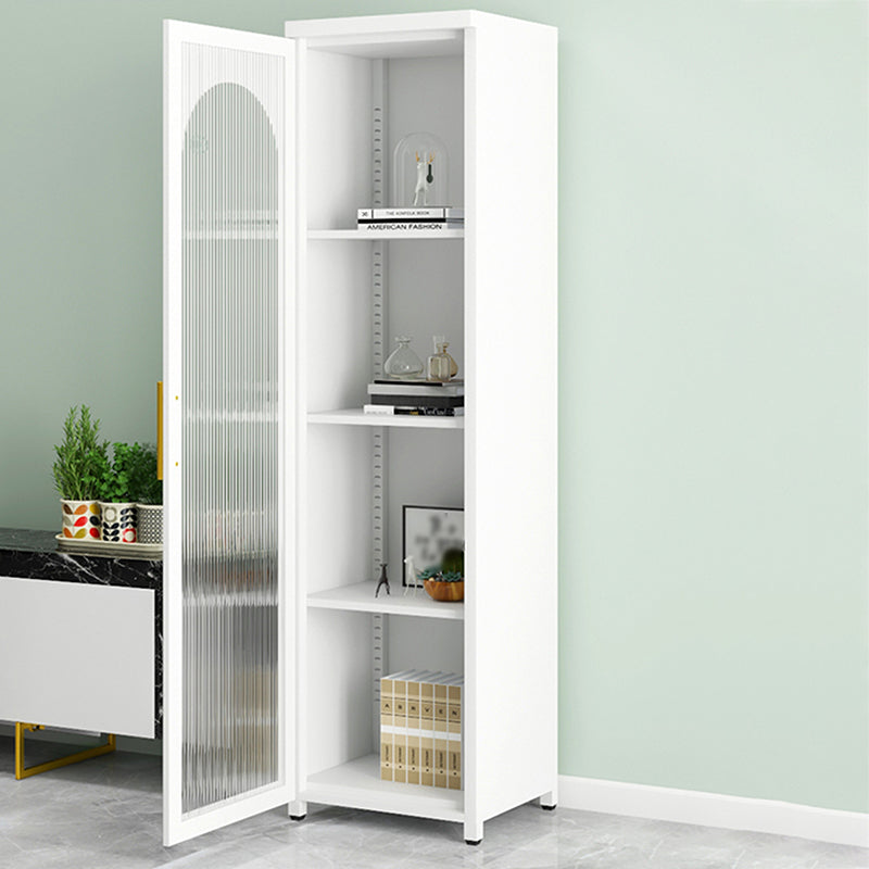 Contemporary Metal Standard Bookcase Closed Back Vertical Bookcase with Glass Door