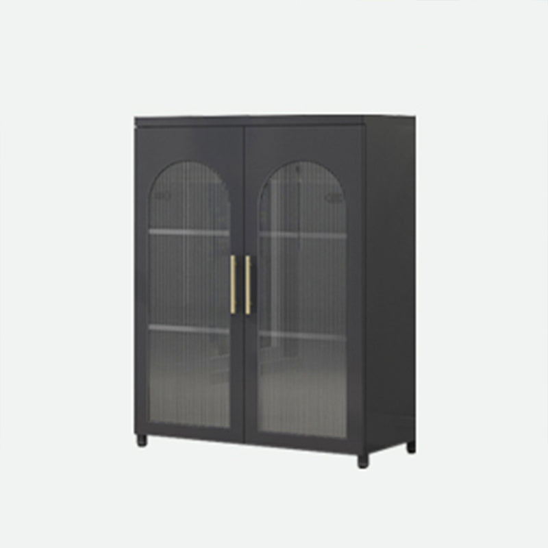 Contemporary Metal Standard Bookcase Closed Back Vertical Bookcase with Glass Door