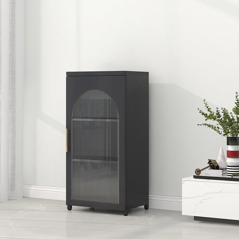 Contemporary Metal Standard Bookcase Closed Back Vertical Bookcase with Glass Door