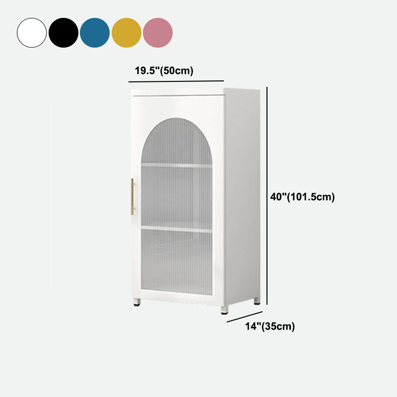 Contemporary Metal Standard Bookcase Closed Back Vertical Bookcase with Glass Door