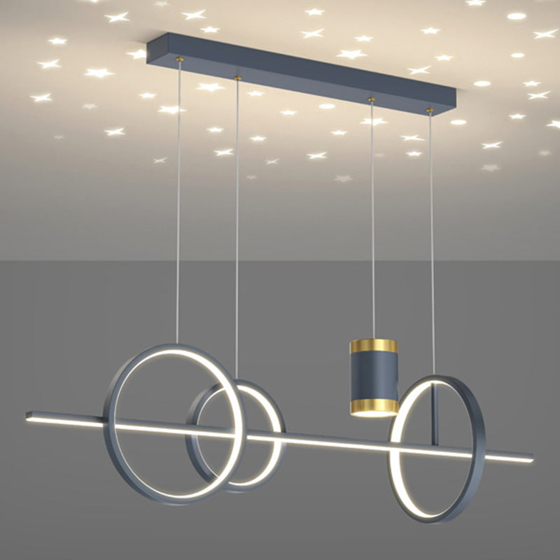 Contemporary Style Linear Island Lighting Ideas Metal 5- Light Island Pendant Lights