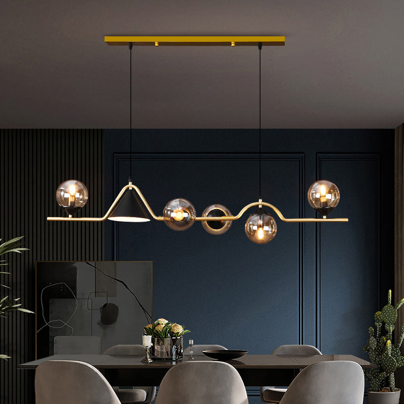 Contemporary Style Spherical Hanging Pendant Lights Glass Island Lights