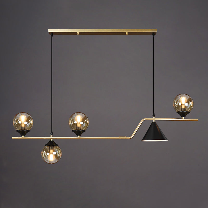 Contemporary Style Spherical Hanging Pendant Lights Glass Island Lights