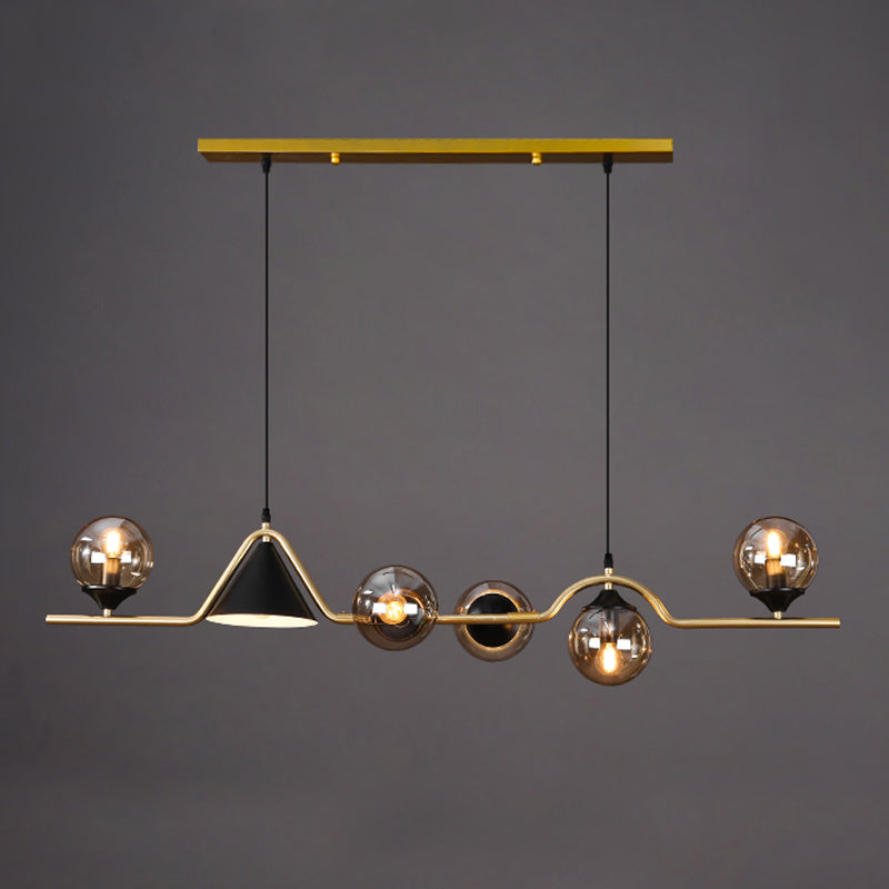 Contemporary Style Spherical Hanging Pendant Lights Glass Island Lights