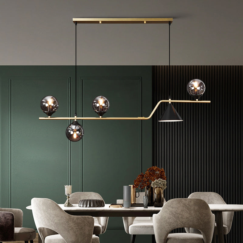 Contemporary Style Spherical Hanging Pendant Lights Glass Island Lights