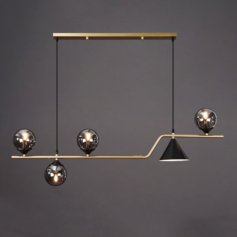 Contemporary Style Spherical Hanging Pendant Lights Glass Island Lights