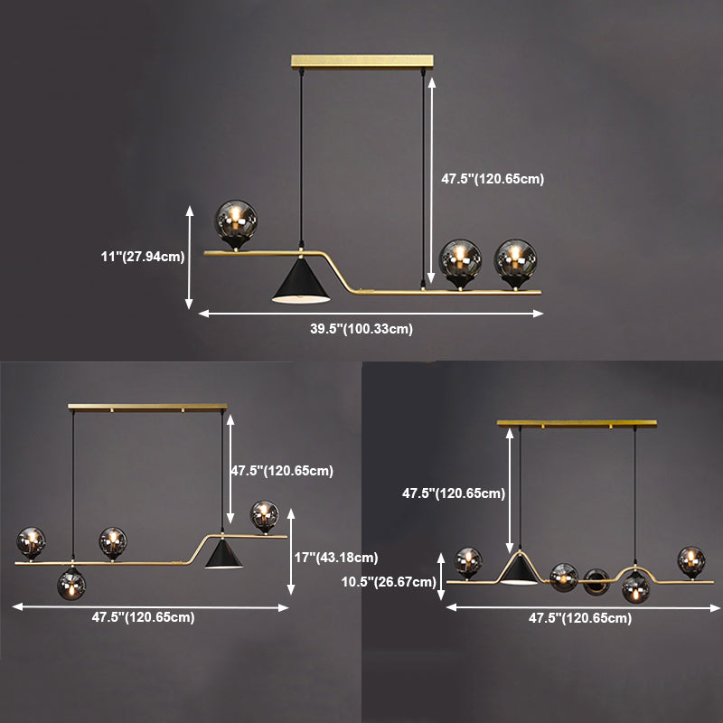 Contemporary Style Spherical Hanging Pendant Lights Glass Island Lights